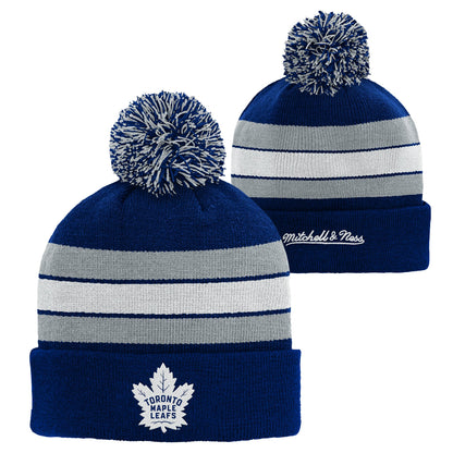 Youth Toronto Maple Leafs Mitchell and Ness HWC Stripe Beanie Toque