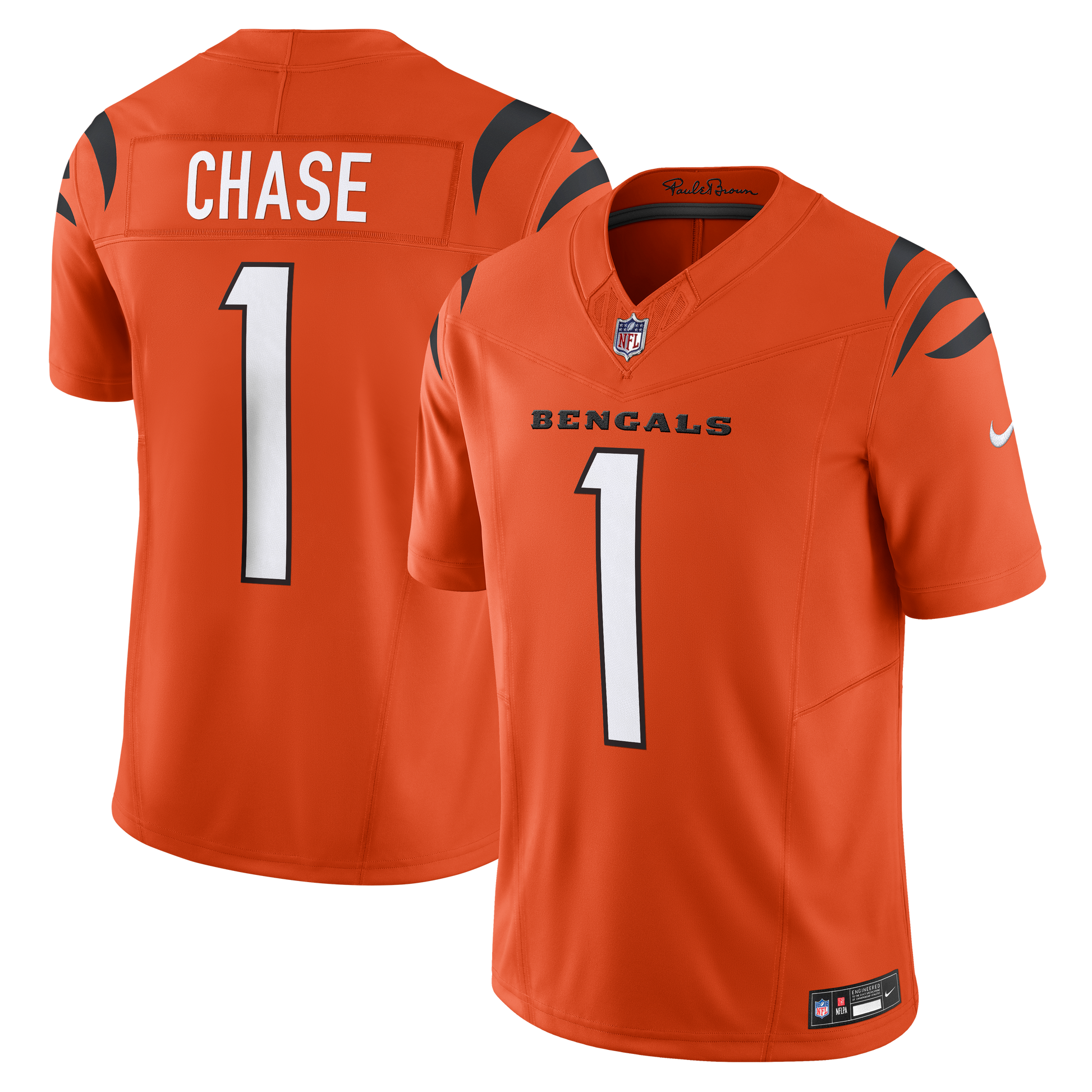 Ja'Marr Chase #1 Cincinnati Bengals Orange Nike Vapor F.U.S.E. Limited Jersey - Pro League Sports Collectibles Inc.