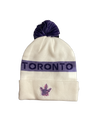 (Copy) Toronto Maple Leafs 2024 Hockey Fights Cancer Fanatics Branded Heather Purple Cuffed Pom Knit Hat