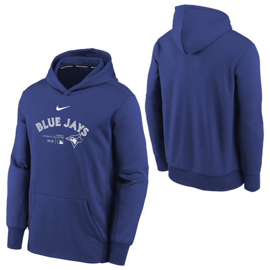 Youth Toronto Blue Jays 2024 Authentic Collection Rush Blue Therma Fleece Hoodie