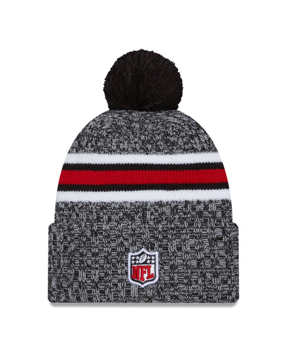 Atlanta Falcons New Era 2023 Sideline - Sport Cuffed Pom Knit Hat - Black - Pro League Sports Collectibles Inc.