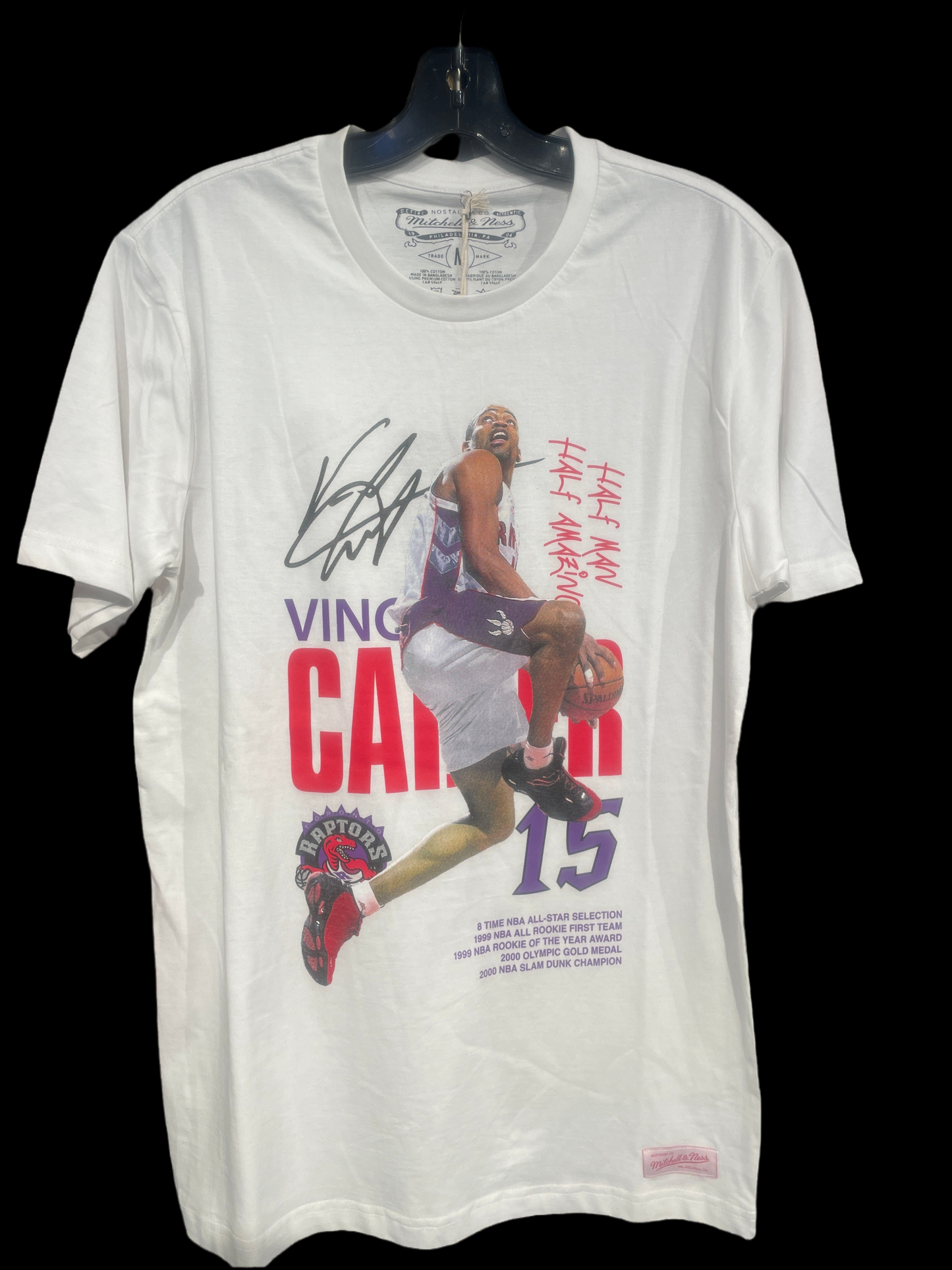 Vince Carter Toronto Raptors White Hardwood Classic 360 Dunk T-Shirt