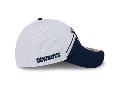 Dallas Cowboys New Era 2023 Sideline 39THIRTY Flex Hat - White/Navy - Pro League Sports Collectibles Inc.