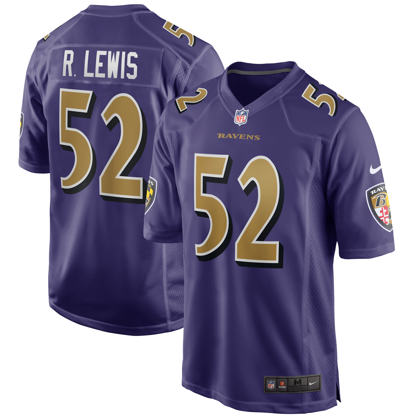 Ray Lewis #52 Baltimore Ravens Throwback Nike Game Jersey - Purple