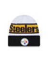 Pittsburgh Steelers New Era 2023 Sideline Tech Cuffed Knit Hat - White/Black - Pro League Sports Collectibles Inc.