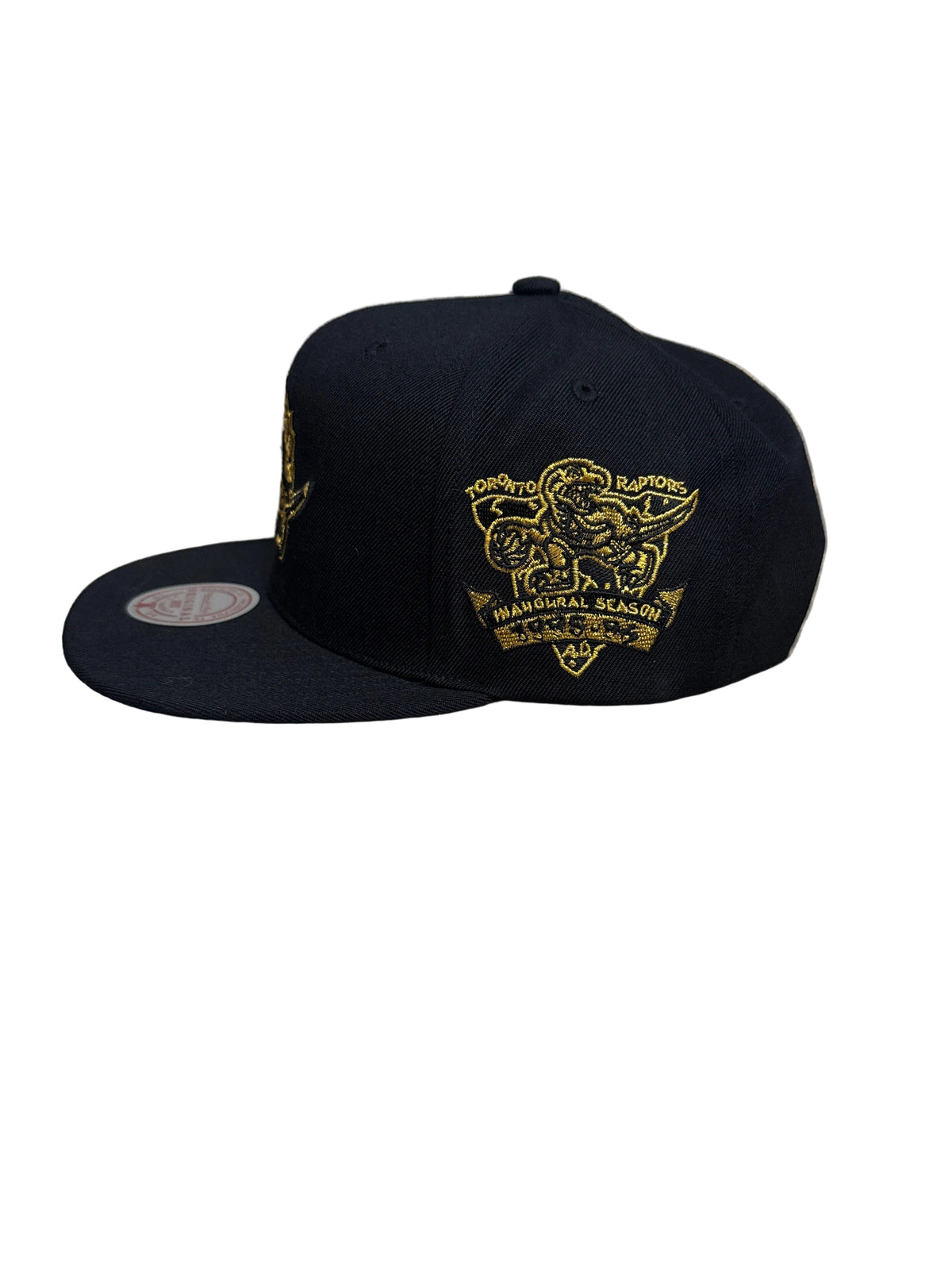 Toronto Raptors Black Gold Mitchell & Ness Inaugural Season Side patch Original Fit Snapback Hat