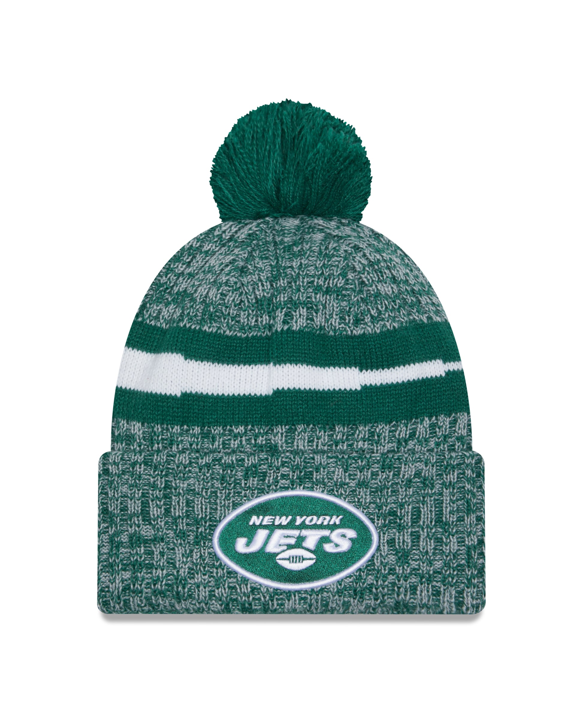 New York Jets New Era 2023 Sideline - Sport Cuffed Pom Knit Hat - Green - Pro League Sports Collectibles Inc.