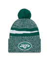 New York Jets New Era 2023 Sideline - Sport Cuffed Pom Knit Hat - Green - Pro League Sports Collectibles Inc.