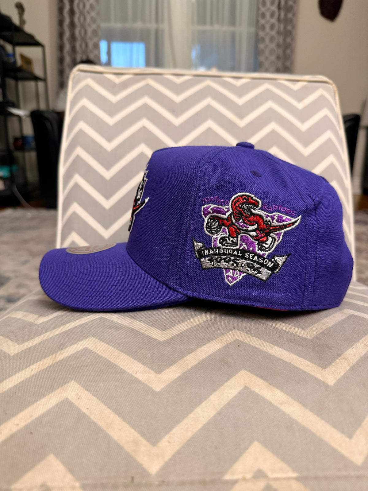 Toronto Raptors 1995 Inaugural Season Mitchell & Ness Pro Pinch A-Frame Structured Fit Snapback Hat - Purple