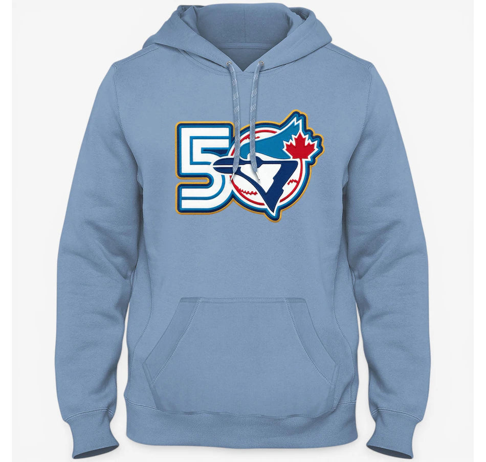 Toronto Blue Jays MLB Express Twill 50th Season Anniversary Logo Hoodie - Light Blue