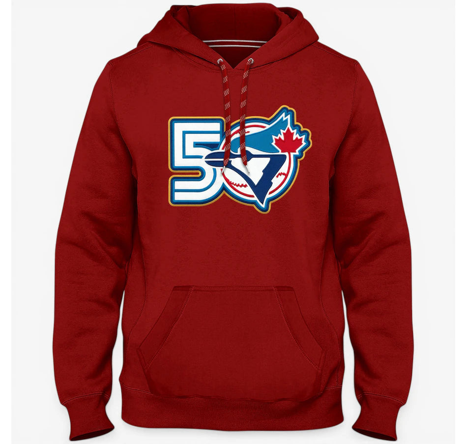 Toronto Blue Jays MLB Express Twill 50th Season Anniversary Logo Hoodie - Red