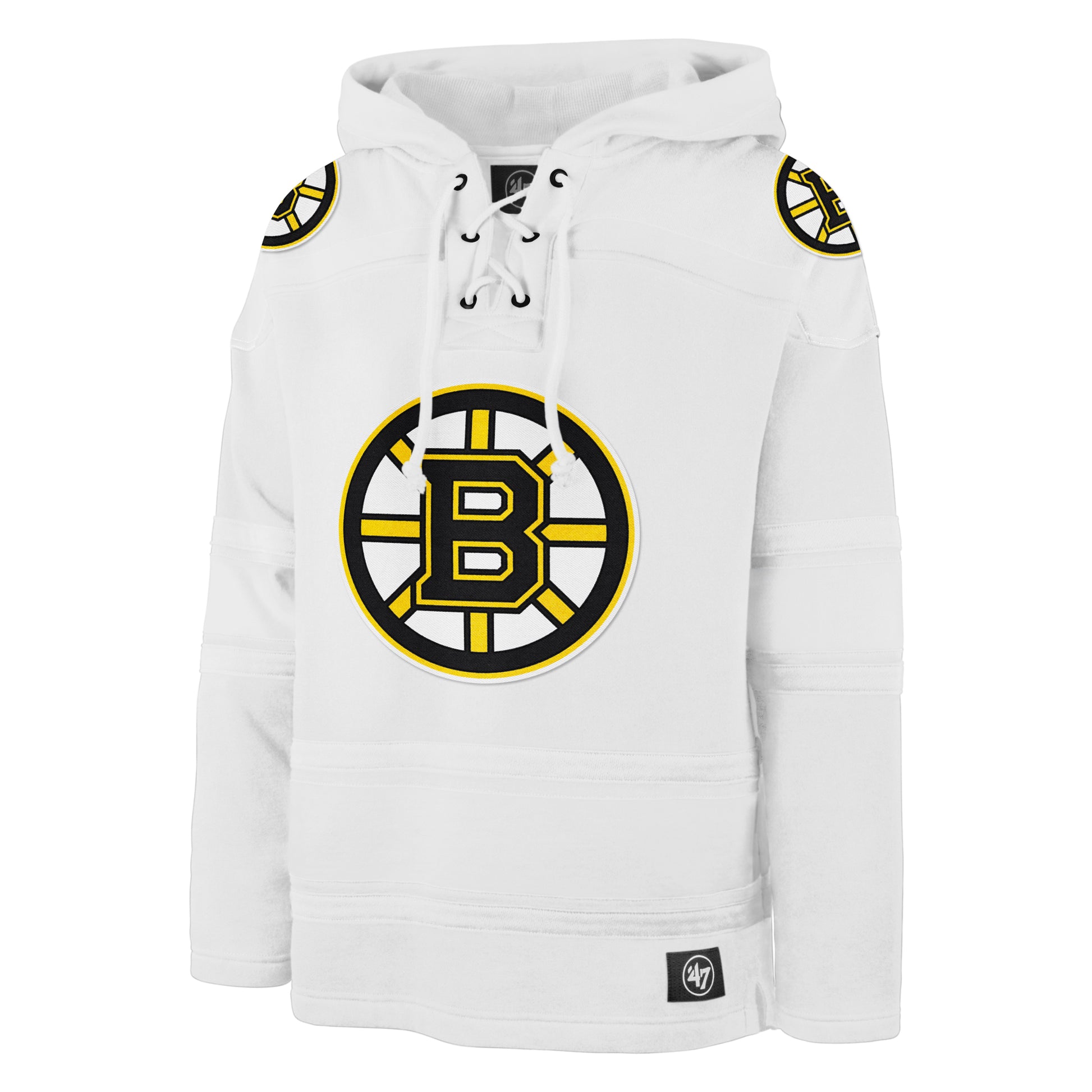 Boston Bruins NHL White Out '47 Brand Lacer Fleece Hoodie - Pro League Sports Collectibles Inc.