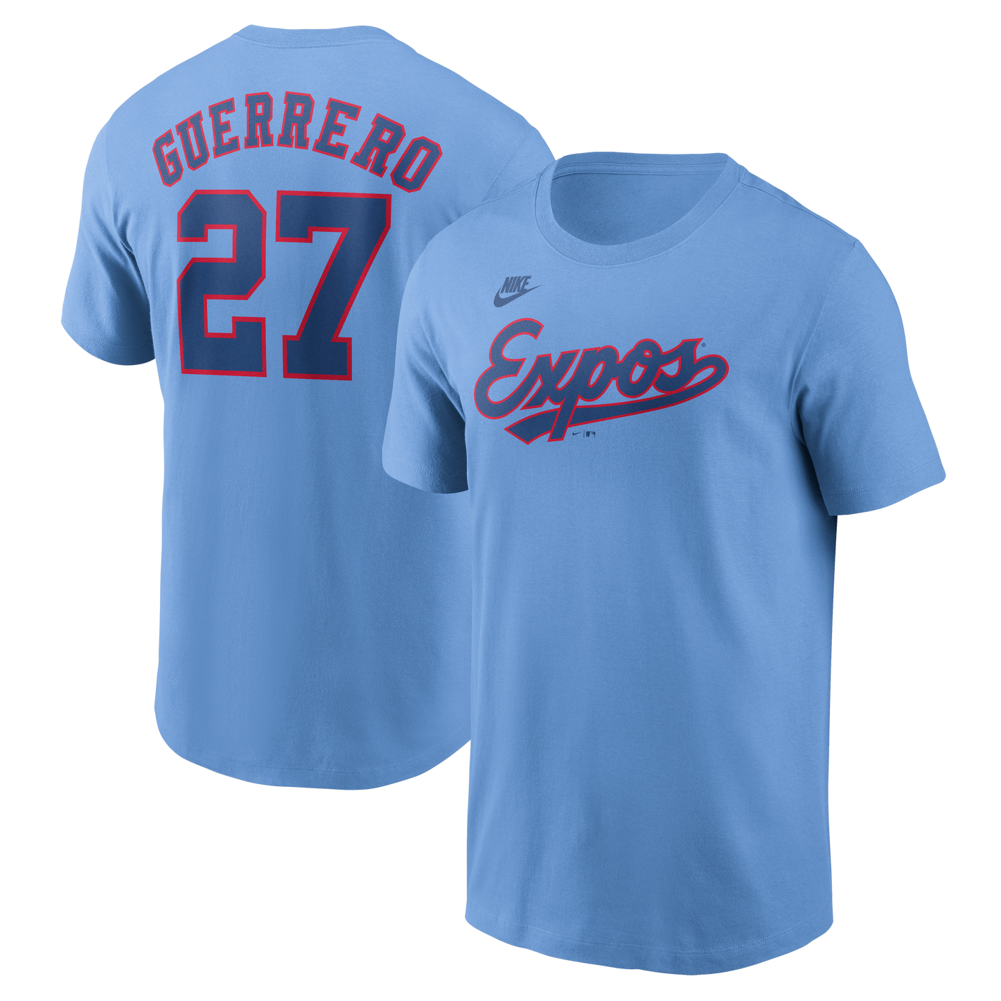 Montreal Expos Valdimir Guerrero Sr. #27 Nike Name & Number T-Shirt - Valor Blue