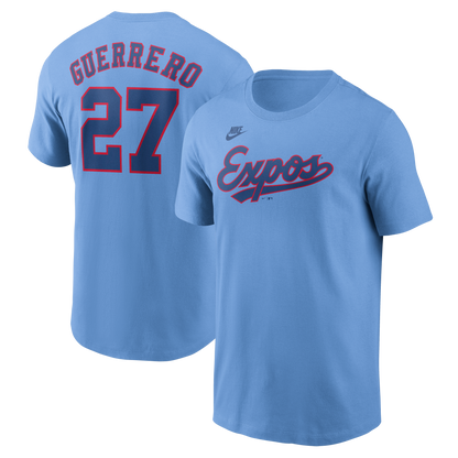 Montreal Expos Valdimir Guerrero Sr. #27 Nike Name & Number T-Shirt - Valor Blue