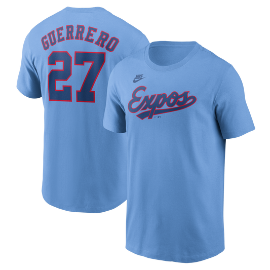 Montreal Expos Valdimir Guerrero Sr. #27 Nike Name & Number T-Shirt - Valor Blue