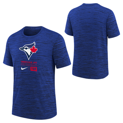 Youth Toronto Blue Jays Logo Velocity T-Shirt - Royal Blue - Pro League Sports Collectibles Inc.