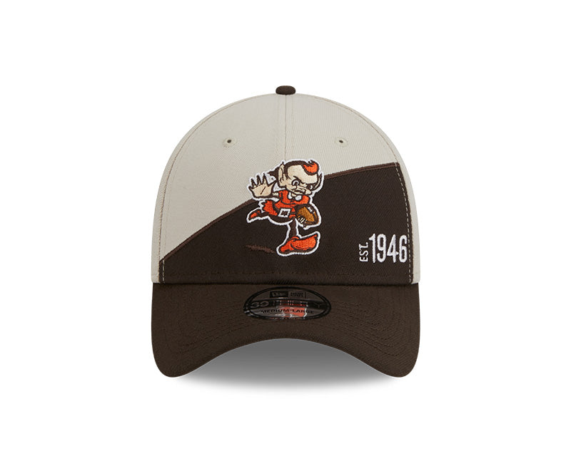 Cleveland Browns New Era 2023 Historic Sideline 39THIRTY Flex Hat - Cream/Brown - Pro League Sports Collectibles Inc.