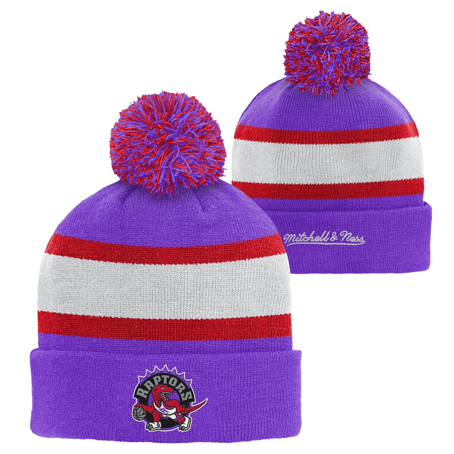 Youth Toronto Raptors Mitchell and Ness HWC Stripe Retro Beanie Toque - Pro League Sports Collectibles Inc.