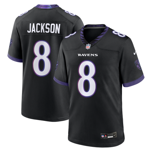 Lamar Jackson #8 Baltimore Ravens Alternate Nike Game Player Jersey - Black Purple