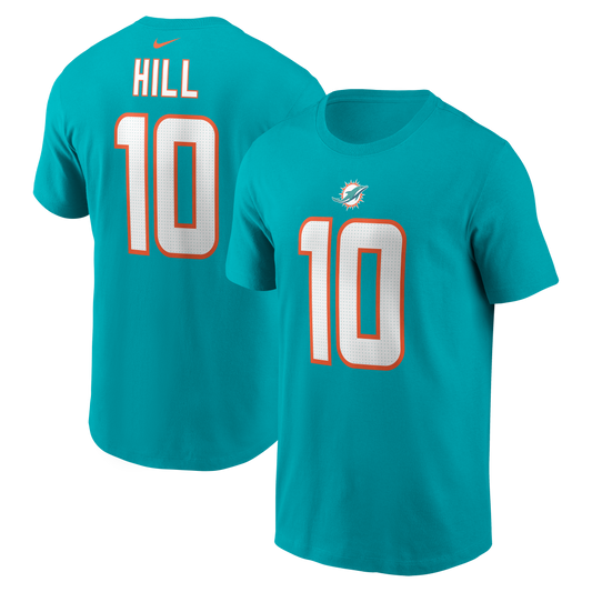 Tyreek Hill #10 Miami Dolphins Nike Player Name & Number T-Shirt - Aqua - Pro League Sports Collectibles Inc.