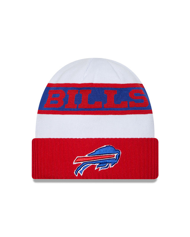 Buffalo Bills New Era 2023 Sideline Tech Cuffed Knit Hat - White/Red - Pro League Sports Collectibles Inc.