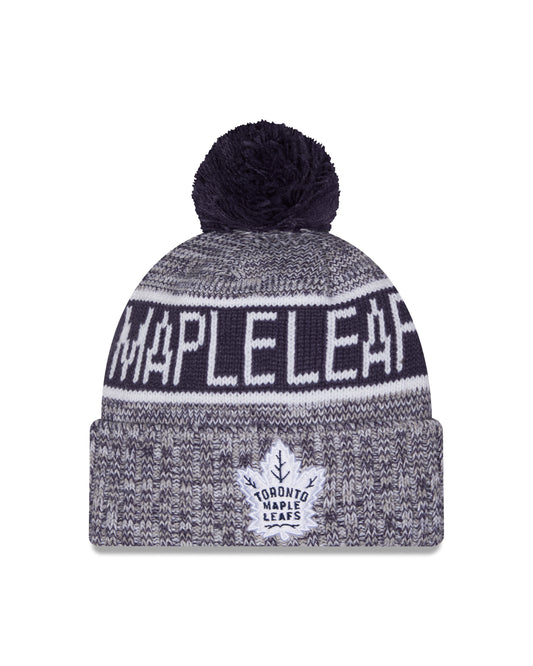 Youth Toronto Maple Leafs New Era Tri Colour Cuffed Knit Hat with Pom