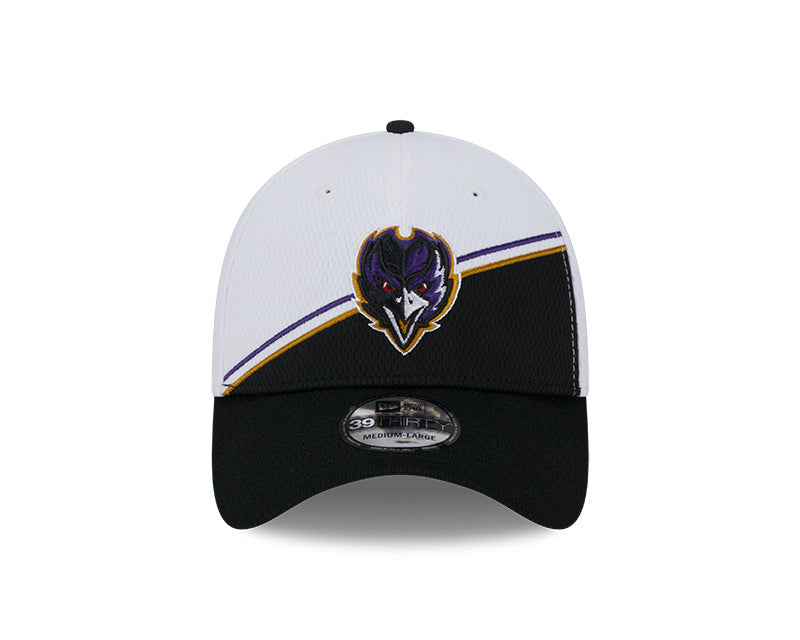 Baltimore Ravens New Era 2023 Sideline 39THIRTY Flex Hat - White/Black - Pro League Sports Collectibles Inc.