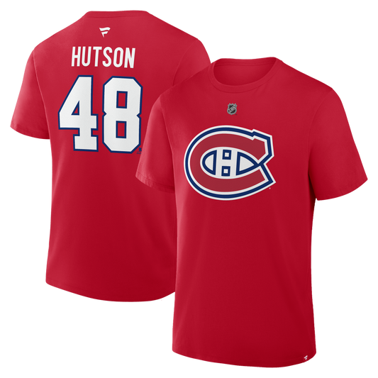 Montreal Canadiens Lane Hutson #48 Fanatics Name and Number T-Shirt - Red