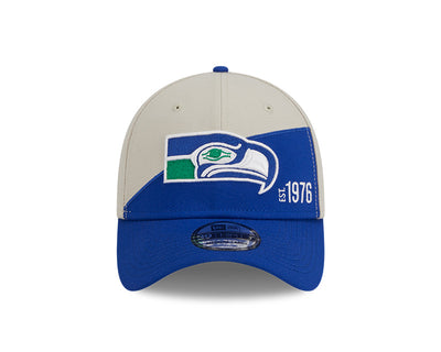 Seattle Seahawks New Era 2023 Historic Sideline 39THIRTY Flex Hat - Cream/Royal - Pro League Sports Collectibles Inc.