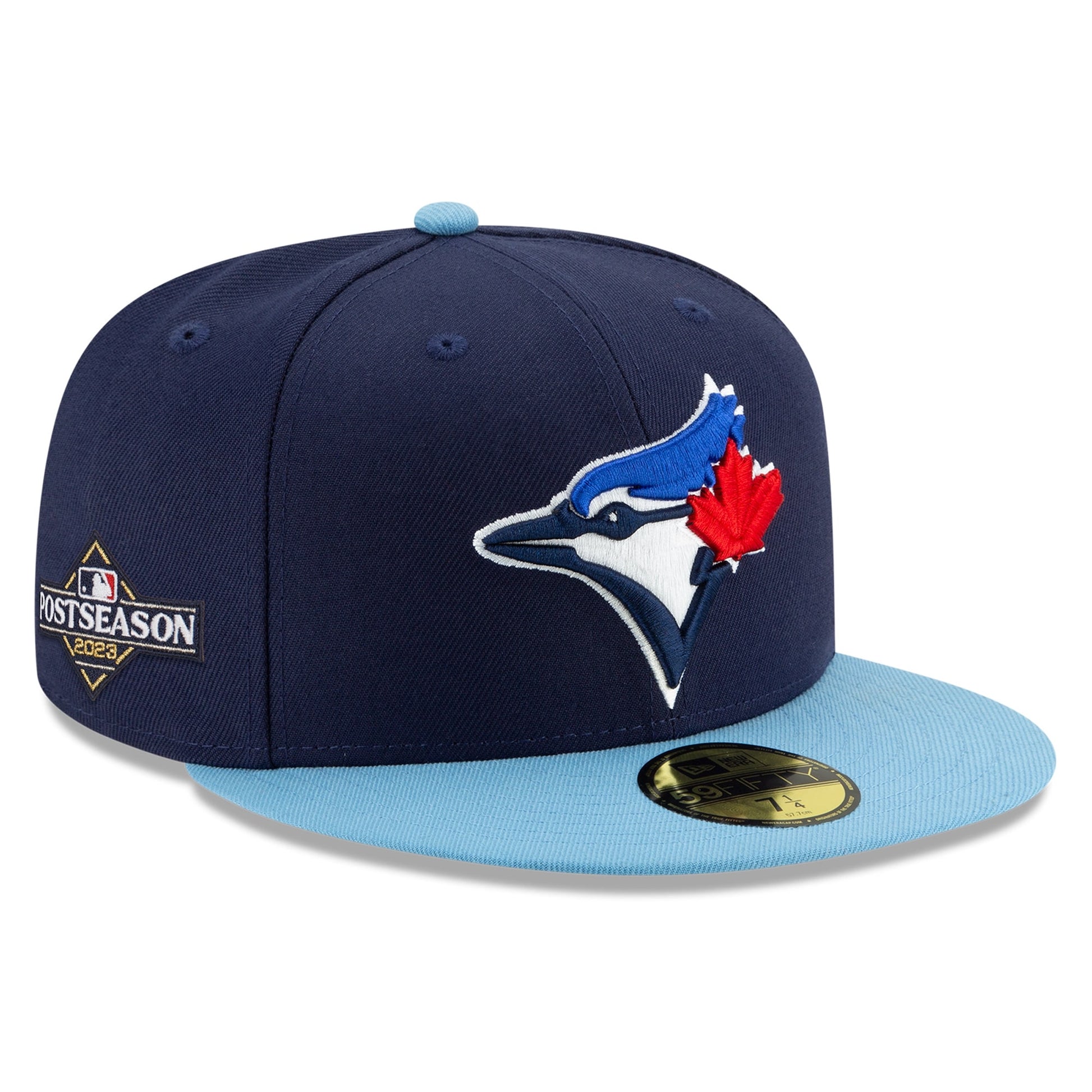 Toronto Blue Jays Alt 4 Official On-Field Postseason 2023 Playoffs New Era 59FIFTY Fitted Hat- Navy/Light Blue - Pro League Sports Collectibles Inc.