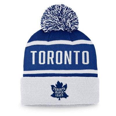 Toronto Maple Leafs Fanatics Branded Blue/White Heritage Vintage Cuffed Knit Hat with Pom - Pro League Sports Collectibles Inc.