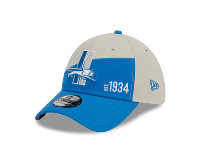 Detroit Lions New Era 2023 Historic Sideline 39THIRTY Flex Hat - Cream/Blue