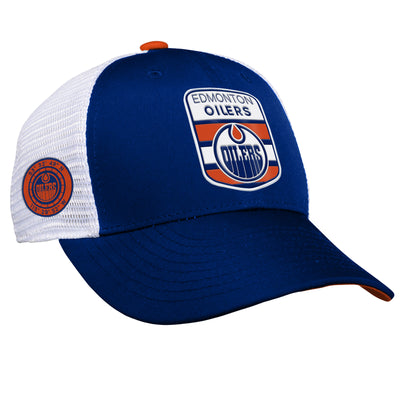 Youth Edmonton Oilers Fanatics Branded 2023 NHL Draft On Stage Trucker Adjustable Hat - Pro League Sports Collectibles Inc.