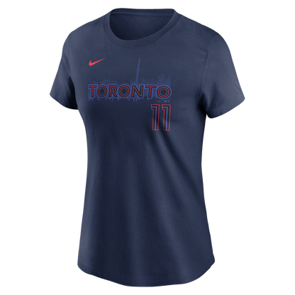 Women's Toronto Blue Jays Bo Bichette #11 Nike City Connect Name and Number T-Shirt