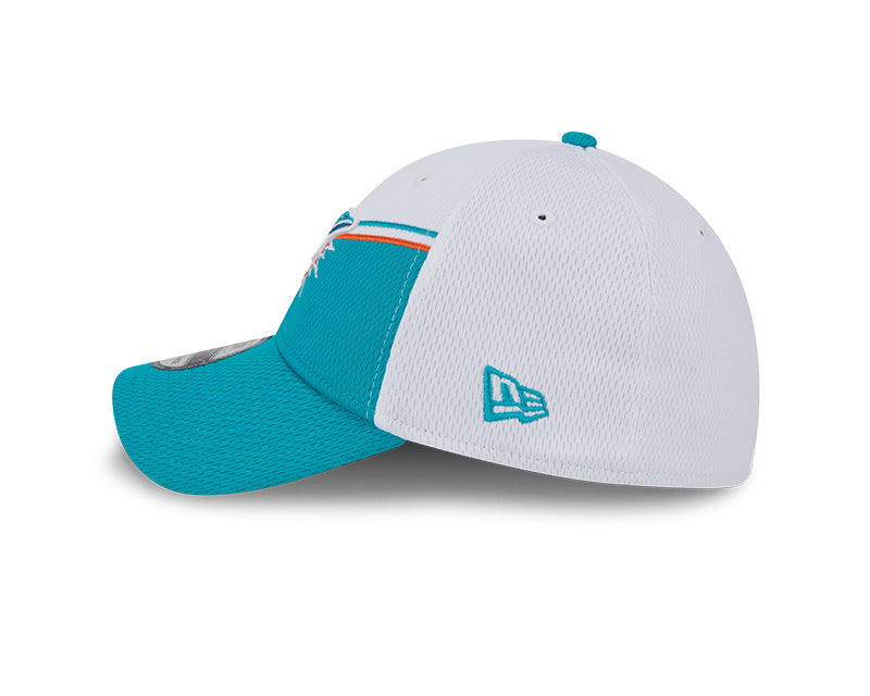 Miami Dolphins New Era 2023 Sideline 39THIRTY Flex Hat - White/Teal - Pro League Sports Collectibles Inc.