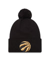 Toronto Raptors New Era City Edition 2023-24 Pom Knit Toque - Black/Gold - Pro League Sports Collectibles Inc.