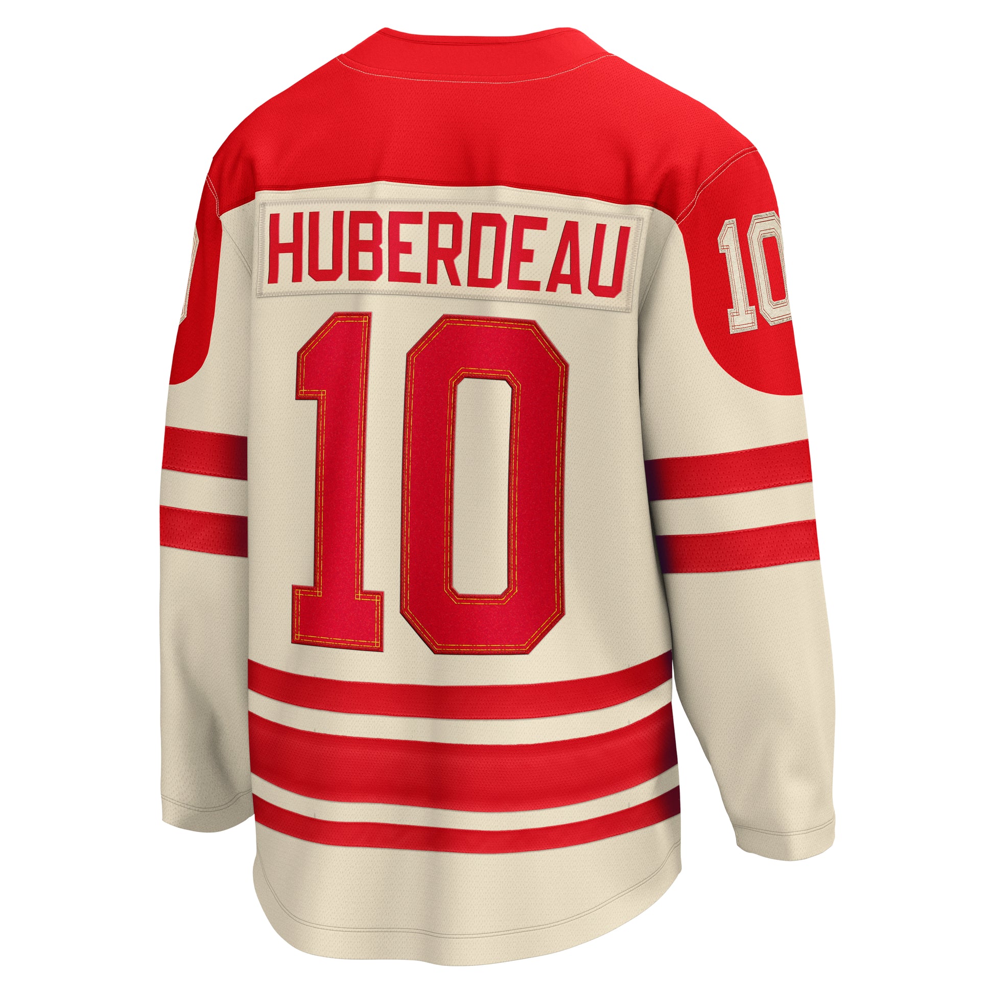 Calgary Flames Jonathan Huberdeau #10 2023 NHL Heritage Classic - Fanatics Breakaway Jersey - Cream - Pro League Sports Collectibles Inc.