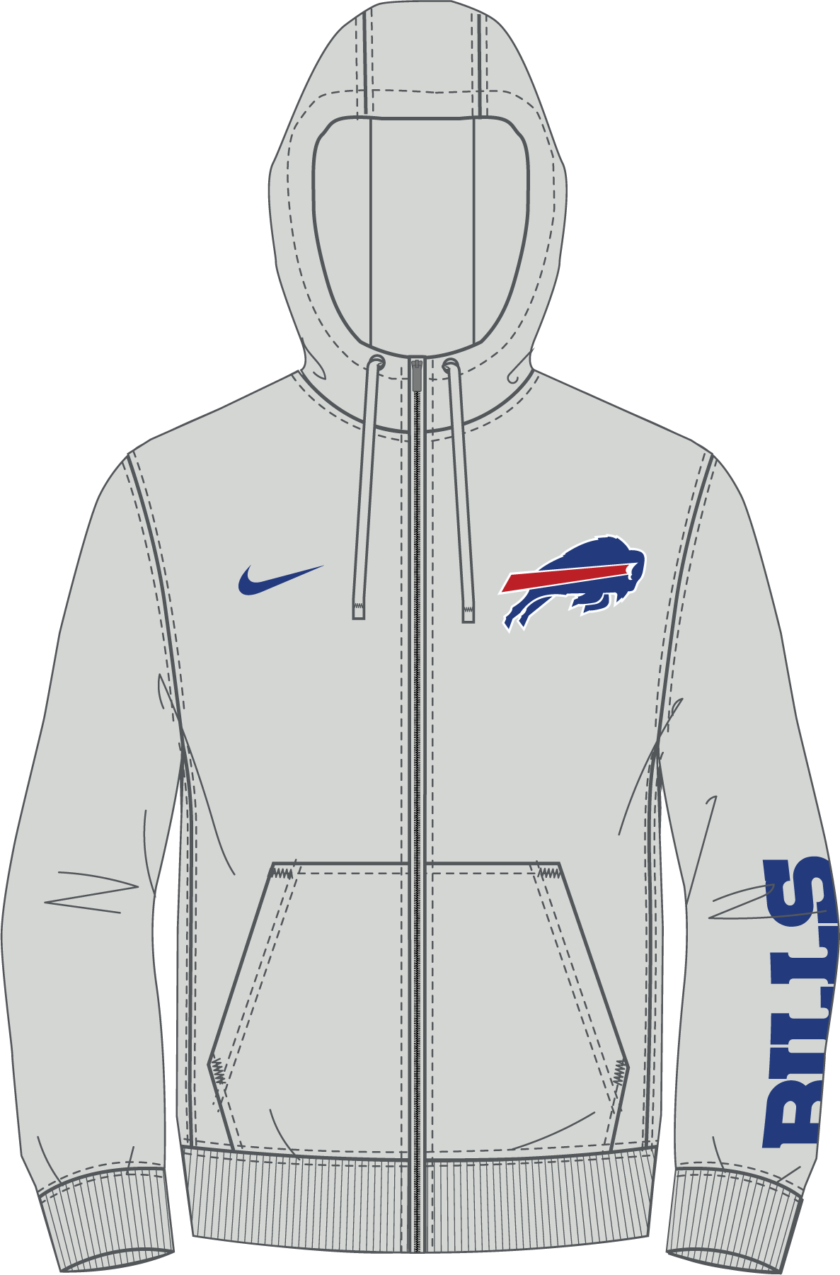 Buffalo Bills Nike Cool Down Club Full-Zip Hoodie - Gray