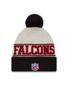 Atlanta Falcons New Era 2023 Sideline Historic Pom Cuffed Knit Hat - Cream/Black - Pro League Sports Collectibles Inc.