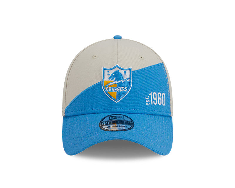 Los Angeles Chargers New Era 2023 Historic Sideline 39THIRTY Flex Hat - Cream/Blue - Pro League Sports Collectibles Inc.