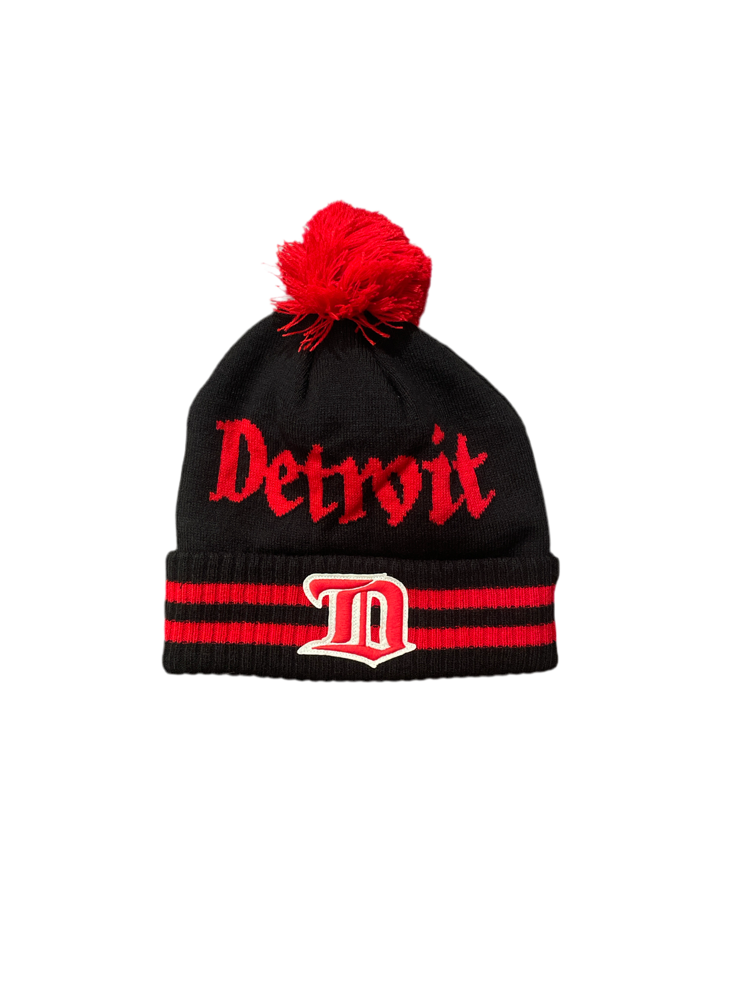 Detroit Red Wings Fanatics Heritage Blind Side Cuffed Knit Hat with Pom - Black