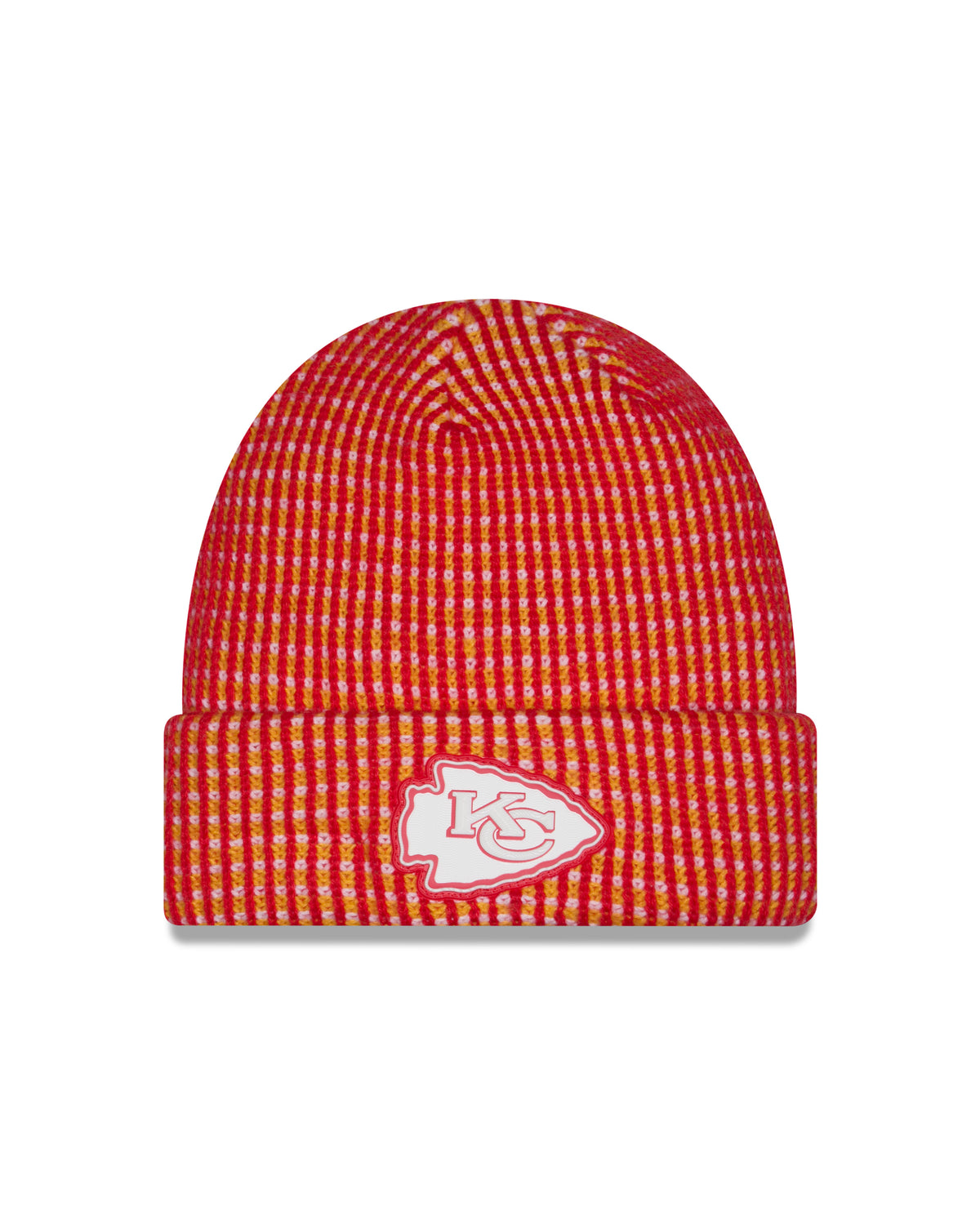 Kansas City Chiefs 2026 New Era NFL Sideline Cold Weather Cuff Knit Toque - Red / Yellow