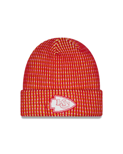Kansas City Chiefs 2026 New Era NFL Sideline Cold Weather Cuff Knit Toque - Red / Yellow