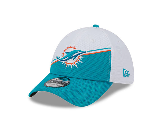 Miami Dolphins New Era 2023 Sideline 39THIRTY Flex Hat - White/Teal - Pro League Sports Collectibles Inc.