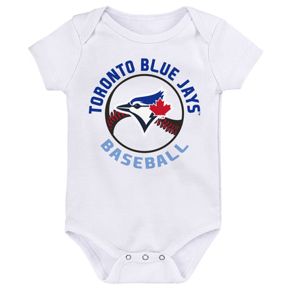 Infant Toronto Blue Jays Fan Romper Onesie 3 Pack Set