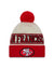 San Francisco 49ers New Era 2023 Sideline Historic Pom Cuffed Knit Hat - Cream/Red