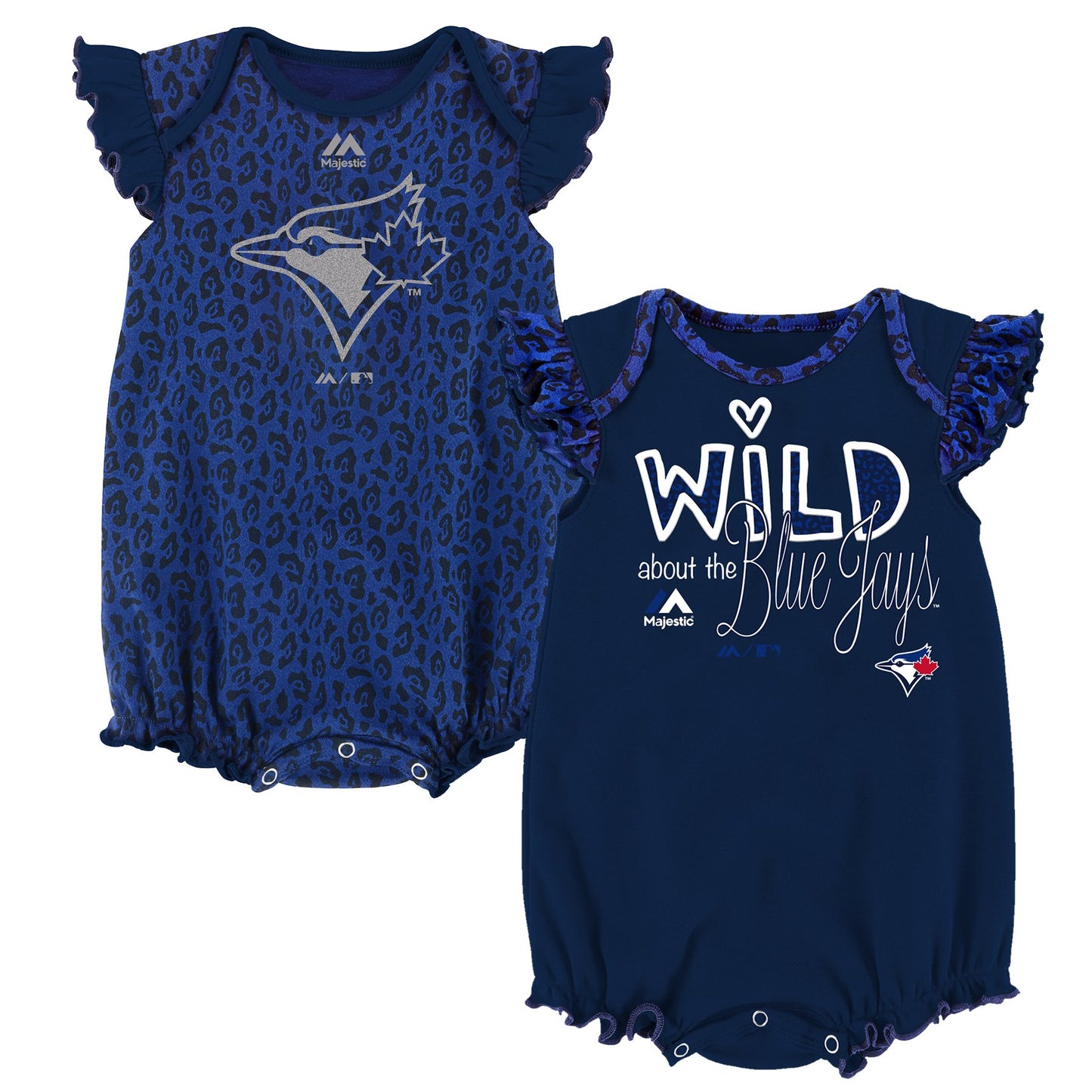 Infant Girl's Toronto Blue Jays Sparkle Romper 2-Pack Creeper Set