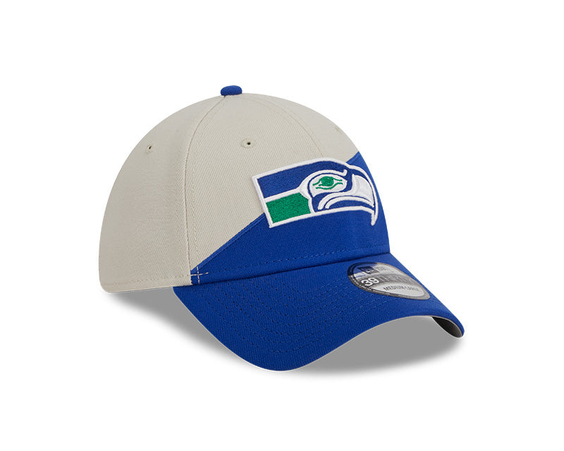 Seattle Seahawks New Era 2023 Historic Sideline 39THIRTY Flex Hat - Cream/Royal - Pro League Sports Collectibles Inc.