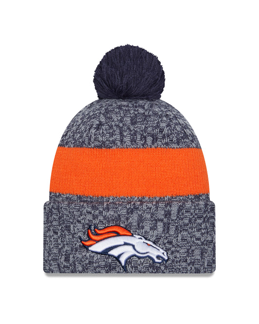 Denver Broncos New Era 2023 Sideline - Sport Cuffed Pom Knit Hat - Navy - Pro League Sports Collectibles Inc.