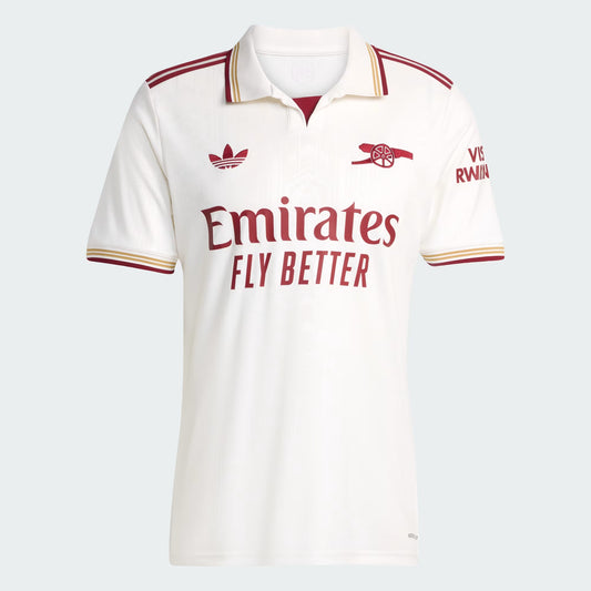 Arsenal FC Adidas 2025/26 Stadium Third Alt Replica Jersey - White/Maroon